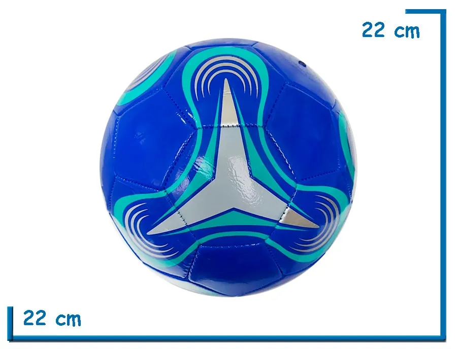PELOTA DE CUERO N°5 AZUL Y PLATEADO TRIANGULO