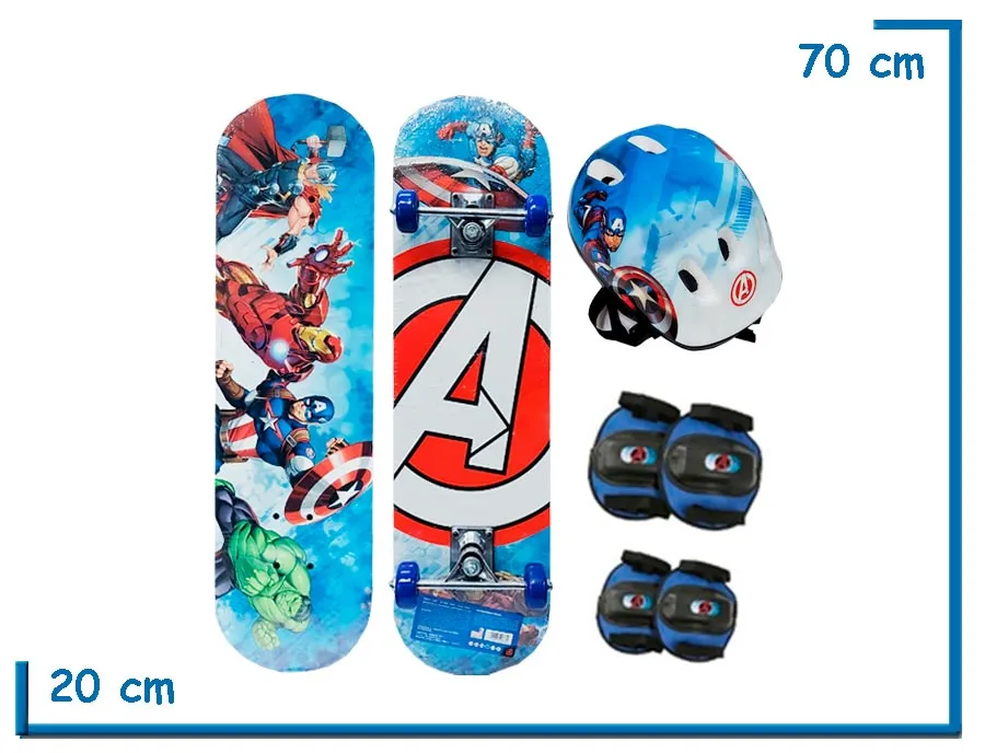 MEGASET AVENGERS GRUPO SKATE CASCO RODILLERAS Y CODERAS