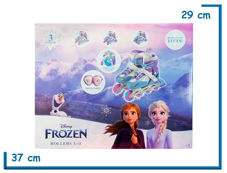 FROZEN ROLLERS CON PROTECCION 3 EN 1 CON LUCES TALLE M 34-37