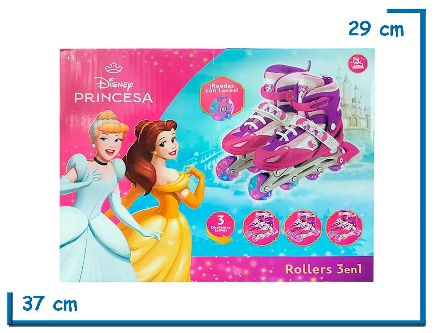 DISNEY PRINCESA ROLLERS 3 EN 1 CON LUCES TALLE S 30-33