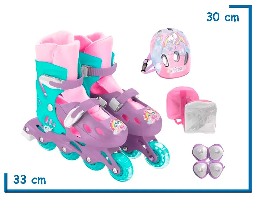 TINY ROLLERS VIOLETA TALLE 30-33 CON PROTECCION EN MOCHILA