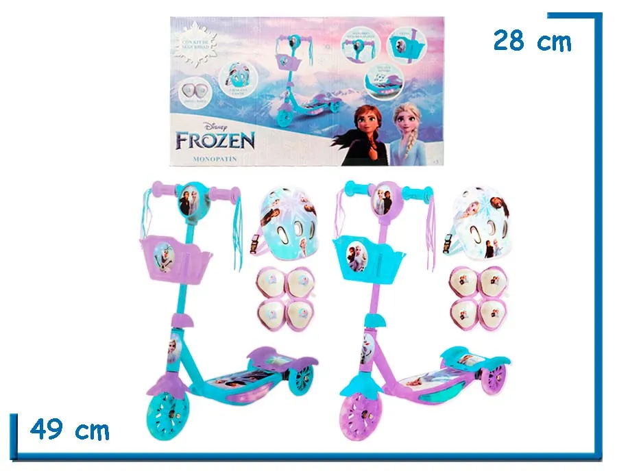 FROZEN MONOPATIN SURTIDO 3 RUEDAS LUZ Y SONIDO Y KIT DE PROTECCION