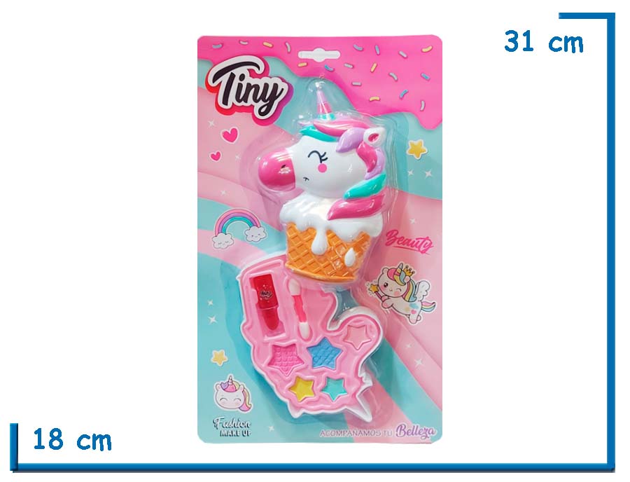 TINY SET DE MAQUILLAJE 1 PISO HELADO UNICORNIO EN BLISTER