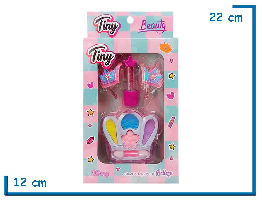 TINY SET DE MAQUILLAJE CORONA CON LABIAL Y HEBILLAS EN BLISTER