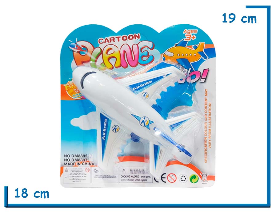 CARTOON PLANE AVION DE PASAJEROS A FRICCION EN BLISTER