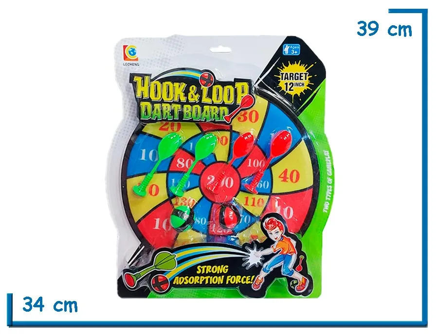 HOOK & LOOP DART BOARD DARDERO CON ABROJO EN BLISTER