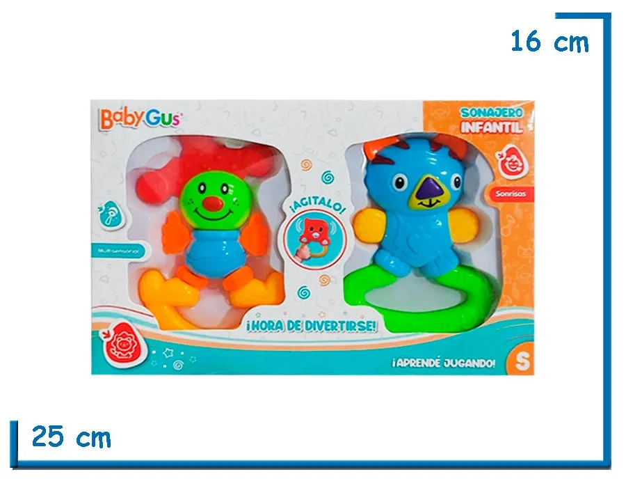 BABY GUS SONAJERO INFANTIL X2 EN CAJA