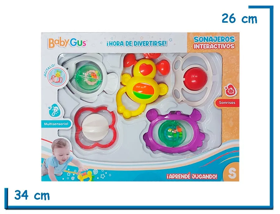 BABY GUS SET SONAJEROS INTERACTIVOS X5