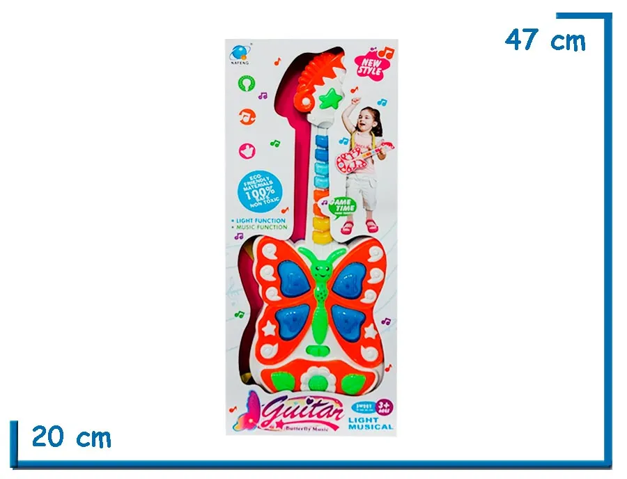 GUITAR BUTTERFLY MUSIC NARANJA GUITARRA CON LUZ Y SONIDO