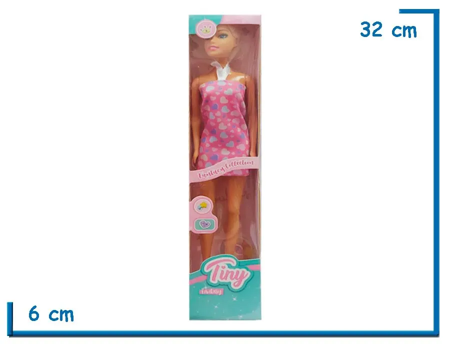 TINY FANTASY MU¥ECA VESTIDO ROSA CORAZONES