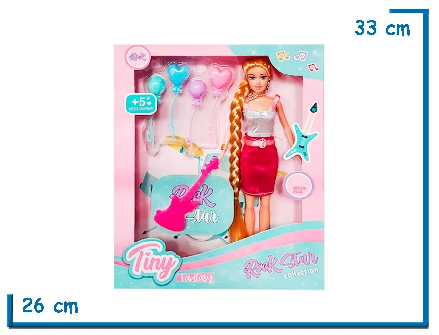 TINY ROCKSTAR MU¥ECA MUSCULOSA PLATEADA CON ACCESORIOS