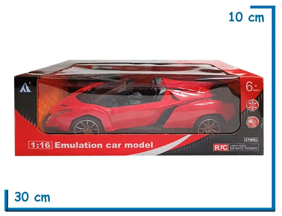 EMULATION CAR MODEL AUTO ROJO CON LUZ RC 1.16