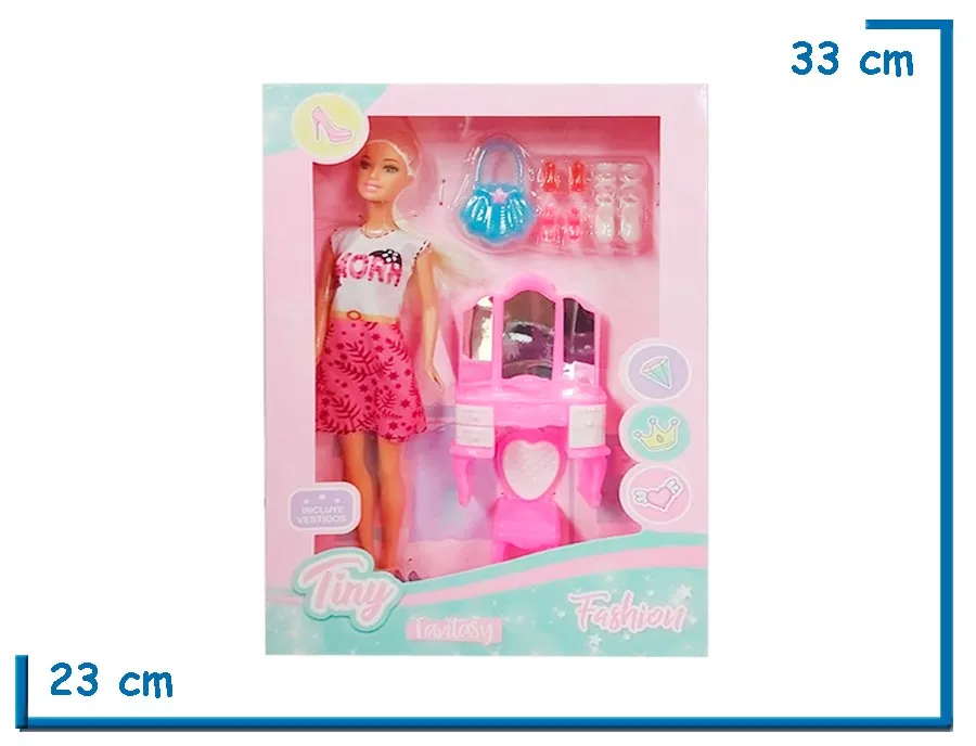 TINY FASHION MU¥ECA VESTIDO AMORA CON TOCADOR