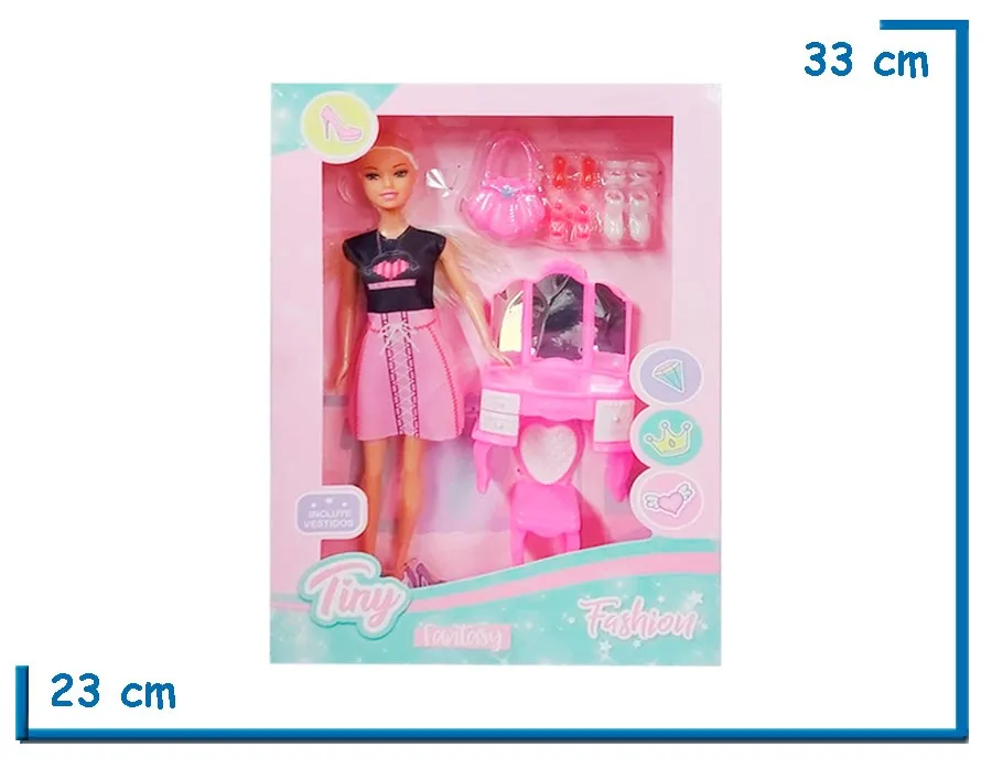 TINY FASHION MU¥ECA VESTIDO BR IFORNIA CON TOCADOR