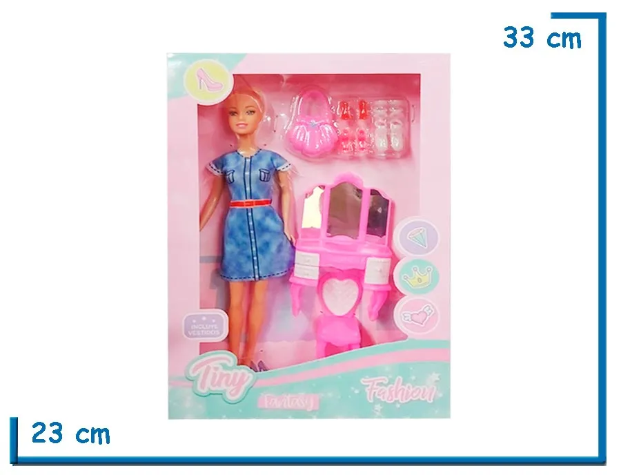 TINY FASHION MU¥ECA VESTIDO JEAN CON TOCADOR