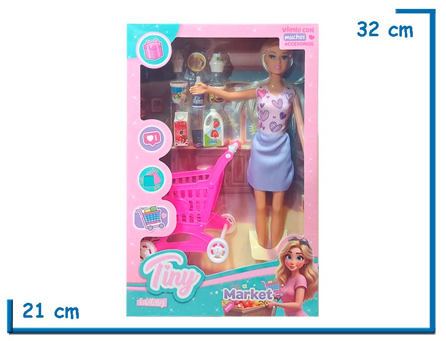 TINY FANTASY MUÑECA VESTIDO LILA CORAZONES