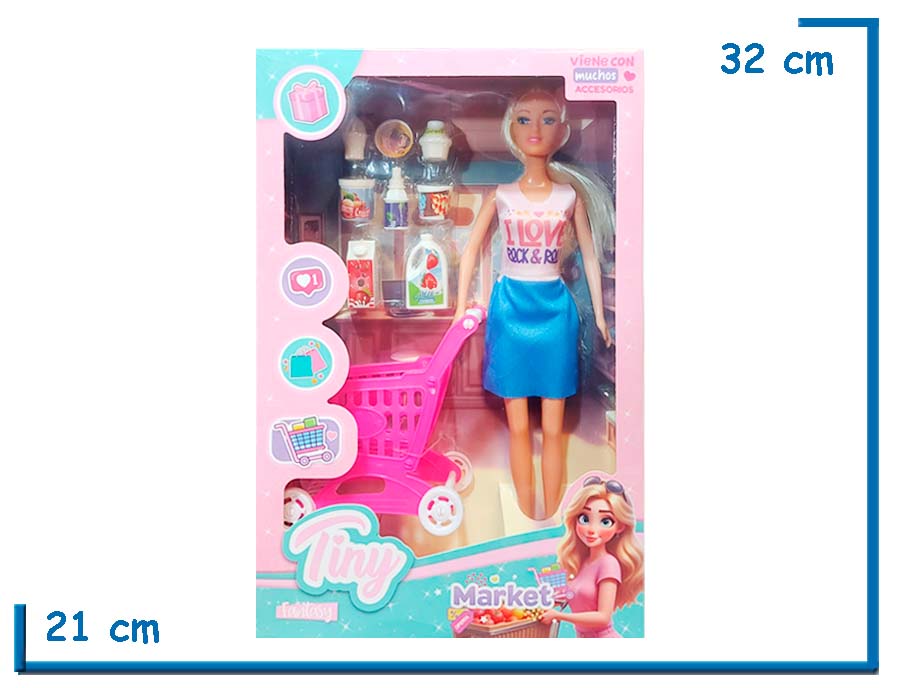 TINY FANTASY MUÑECA VESTIDO ROCK & ROLL CON SUPERMERCADO