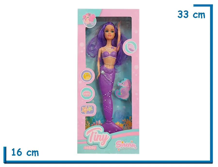 TINY SIRENA VIOLETA MU¥ECA SIRENA EN CAJA