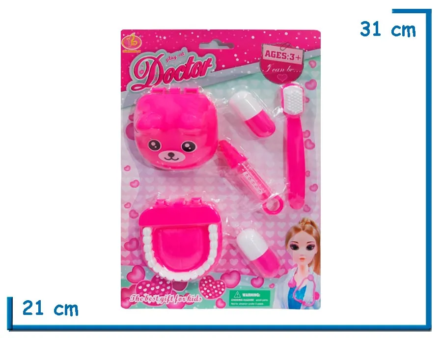 DOCTOR PLAY SET ROSA CONJUNTO DENTISTA EN BLISTER