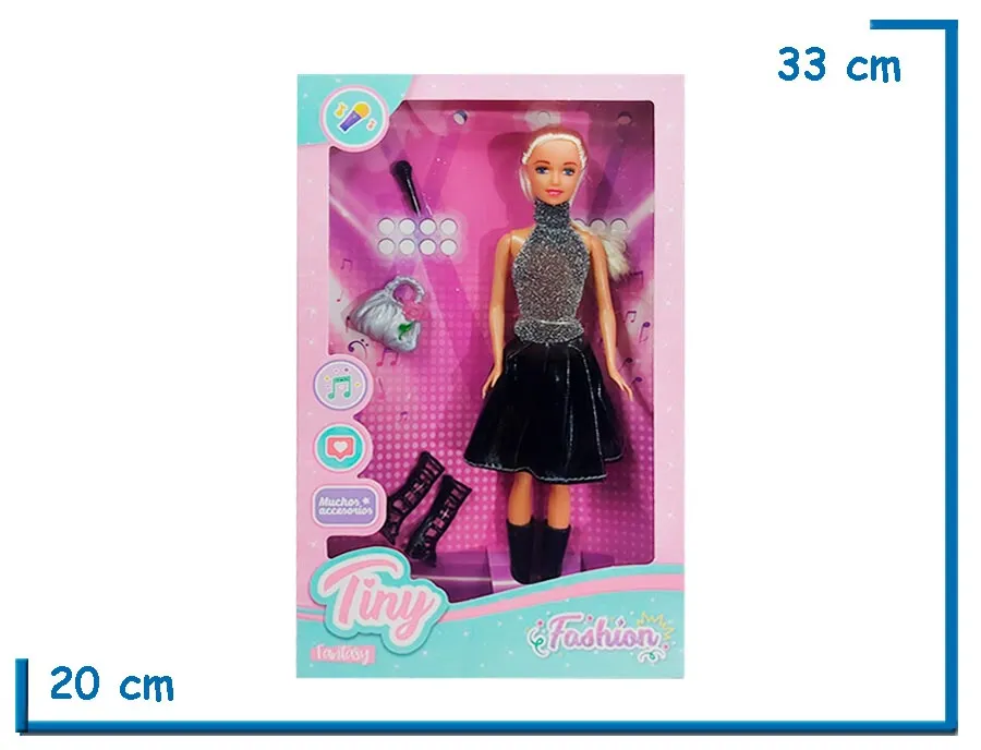 TINY FANTASY MU¥ECA FALDA NEGRA CON MICROFONO
