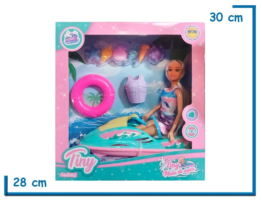 TINY FANTASY MU¥ECA MALLA LILA CON MOTO DE AGUA