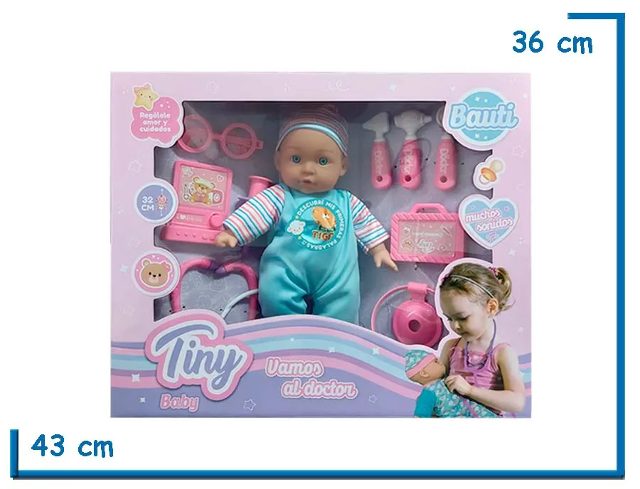 TINY BABY VAMOS AL DOCTOR ROPA CELESTE CON ACCESORIOS Y SONIDO