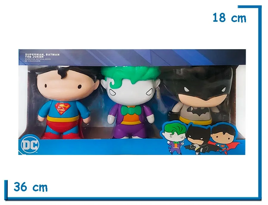 JUSTICE LEAGUE SUPERMAN JOKER BATMAN SD 7” SET X3 EN CAJA
