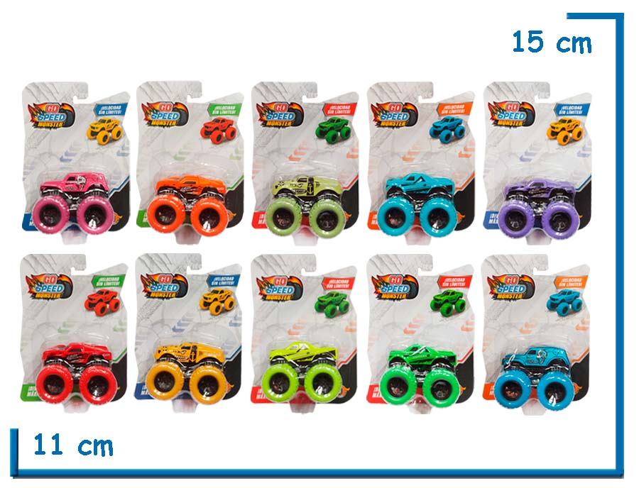 GO SPEED MONSTER AUTO METALICO RUEDAS DE GOMA SURTIDO EN BLISTER