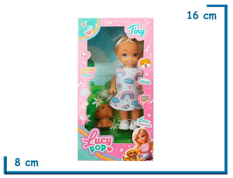 TINY LUCY POP MU¥ECA VESTIDO ARCOIRIS CON ACCESORIOS