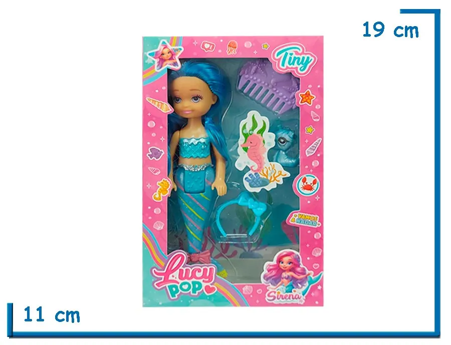 TINY LUCY POP MU¥ECA SIRENA CELESTE CON ACCESORIOS