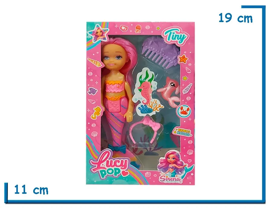 TINY LUCY POP MU¥ECA SIRENA ROSA CON ACCESORIOS