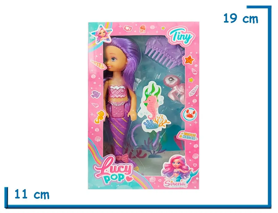 TINY LUCY POP MU¥ECA SIRENA VIOLETA CON ACCESORIOS