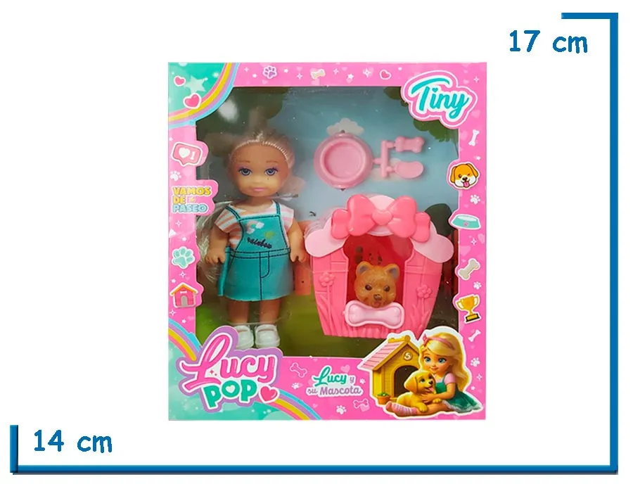 TINY LUCY POP MU¥ECA REMERA RALLADA CON MASCOTA Y ACCESORIOS