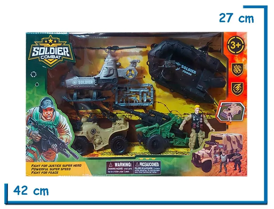 SOLDIER COMBAT SET GRANDE SOLDADO CA¥ON Y 3 VEHICULOS