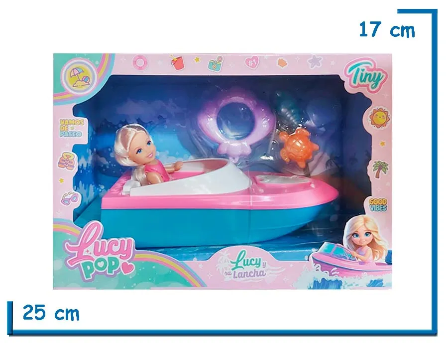 TINY LUCY POP MU¥ECA LANCHA CELESTE CON ACCESORIOS