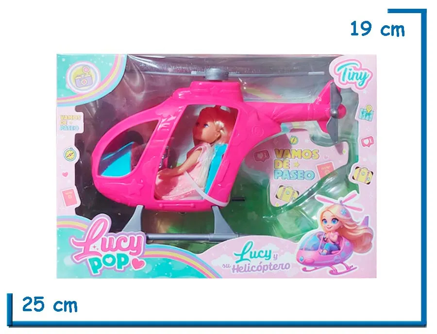 TINY LUCY POP MU¥ECA VESTIDO ROSA CON HELICOPTERO