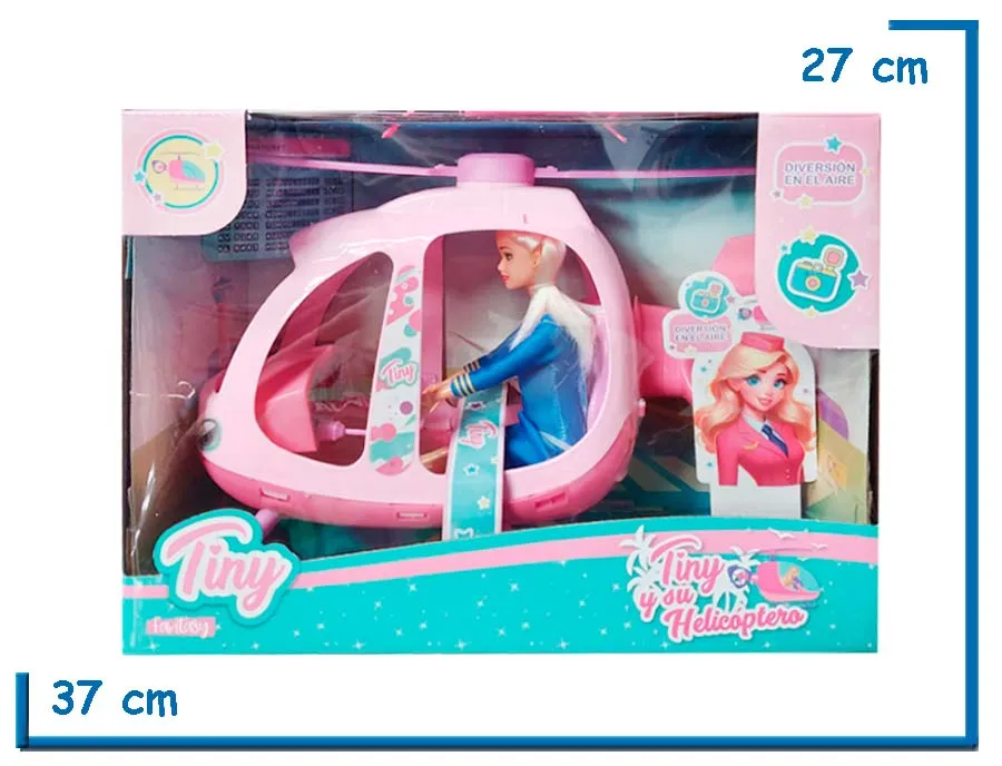 TINY FANTASY MU¥ECA CON HELICOPERO EN CAJA