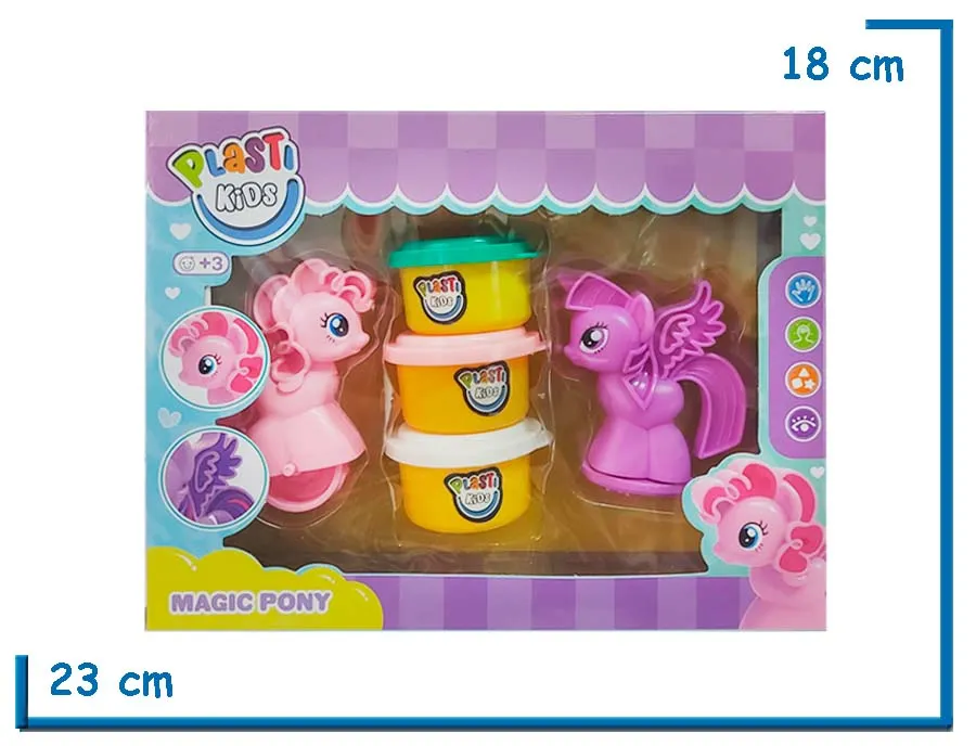 PLASTI KIDS MAGIC PONY MASAS X3 CON ACCESORIOS PONY