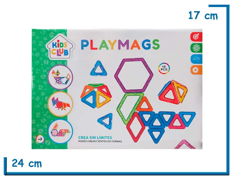KIDS CLUB PLAYMAGS FORMAS MAGNETICAS CAJA VERDE 10PZS