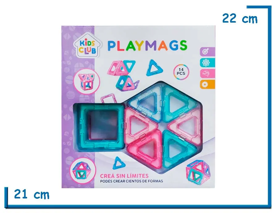 KIDS CLUB PLAYMAGS FORMAS MAGNETICAS PASTEL 14PZS