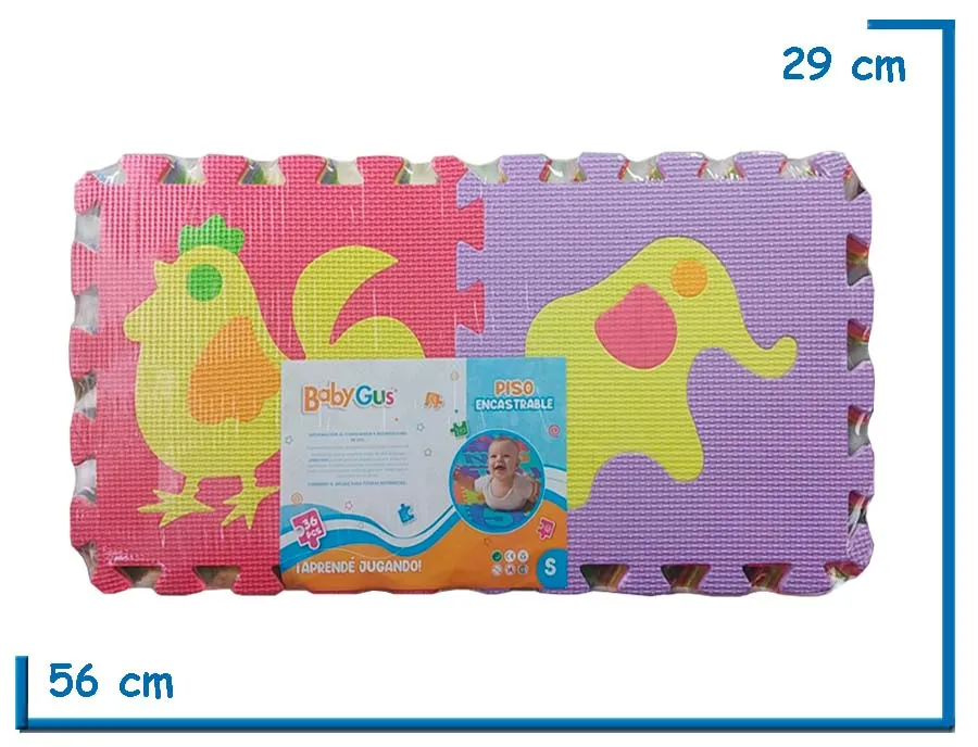 BABY GUS PISO DE GOMA EVA ENCASTRABLE ANIMALES 36PZS
