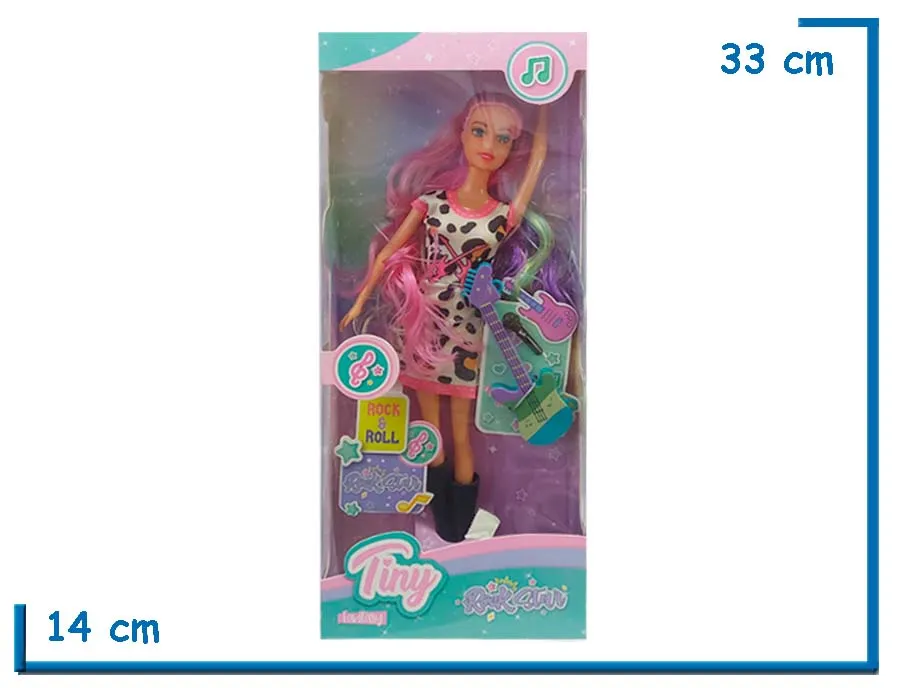 TINY FANTASY ROCK STAR MU¥ECA VESTIDO ANIMAL PRINT CON ACCESORIOS