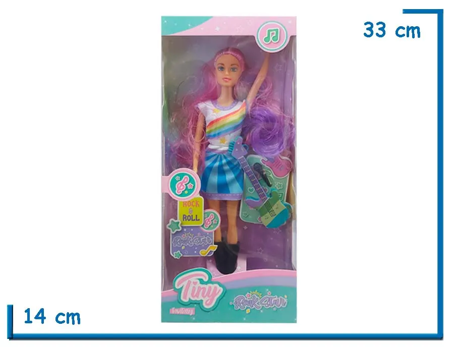 TINY FANTASY ROCK STAR MU¥ECA VESTIDO ARCOIRIS CON ACCESORIOS