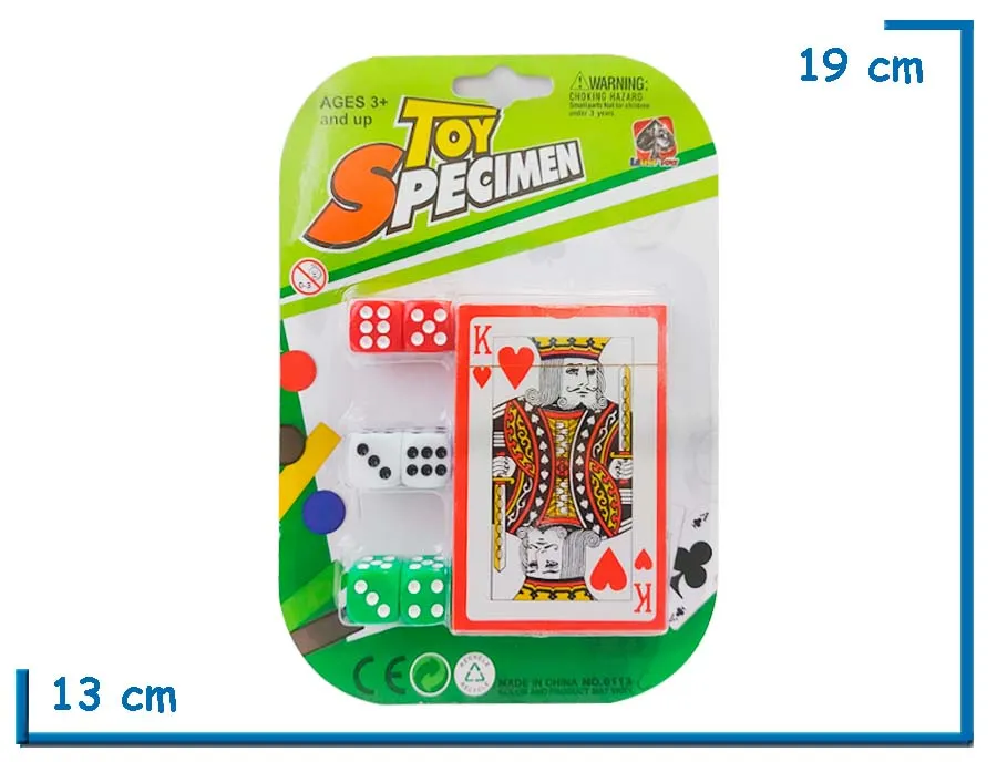 TOY SPECIMEN SET NAIPES FRANCESES Y 6 DADOS EN BLISTER