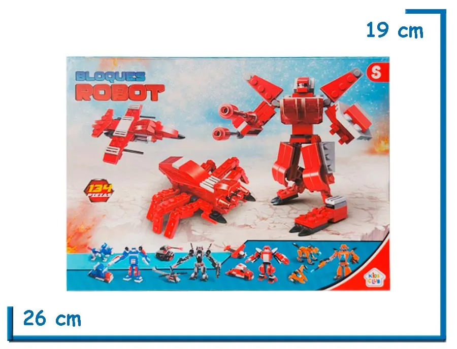 KIDS CLUB SPEED BLOQUES ROBOT ROJO 3 EN 1 134PZS