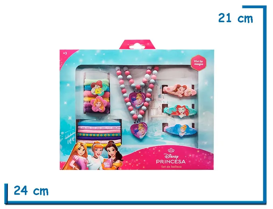 DISNEY PRINCESAS ACCESORIOS DE PELO Y COLLAR FUCSIA