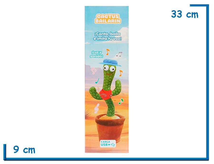 KIDS CLUB PELUCHE CACTUS (CON PA¥UELO) BAILARIN IMITA TU VOZ CARGA USB