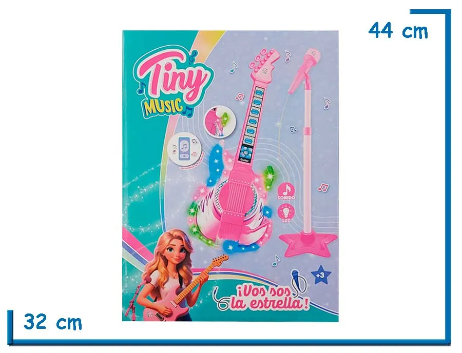 TINY MUSIC GUITARRA Y MICROFONO CON CONEXION A CELULAR LUZ Y SONIDO