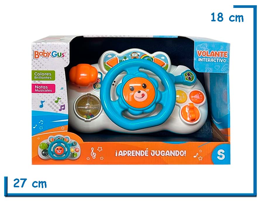 BABY GUS VOLANTE INTERACTIVO LEONCTO CELESTE LUZ Y SONIDO