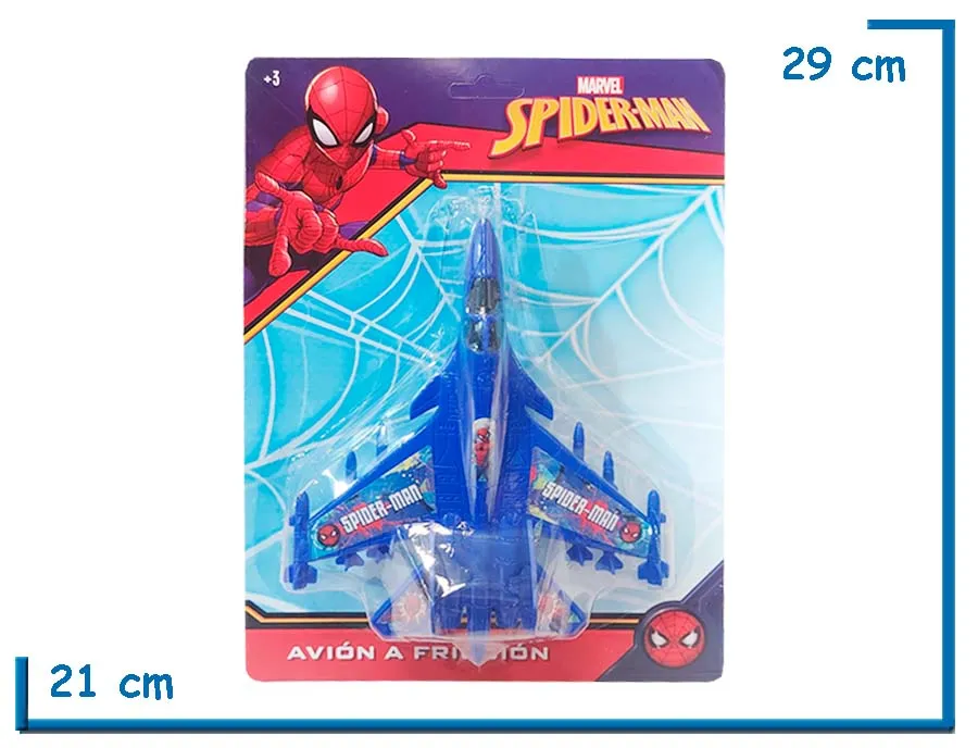 SPIDER-MAN AVION A FRICCION AZUL GRANDE EN BLISTER